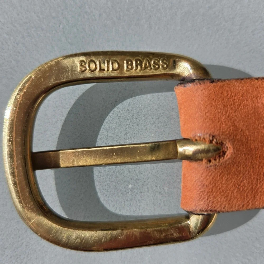 ZEP-PRO Mens Fishing Belt Tan Leather Canvas Snook Embroidered Solid Brass 42 44